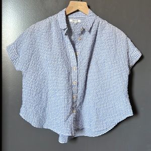 Madewell blue gingham cropped buttoned up shirt